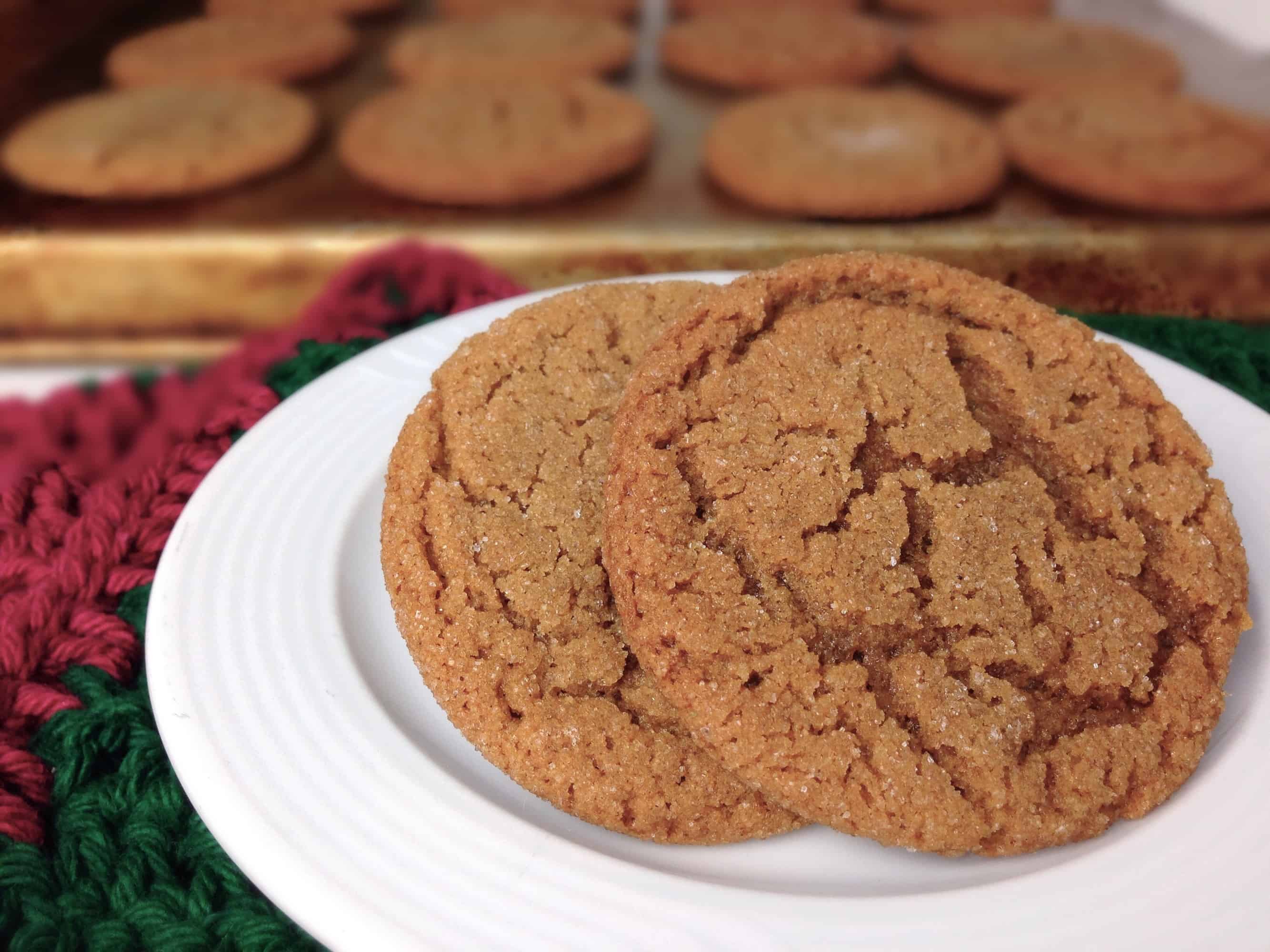 molasses sugar cookies on a plate