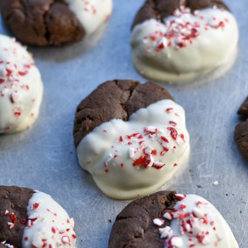 candy cane cookies on a plate