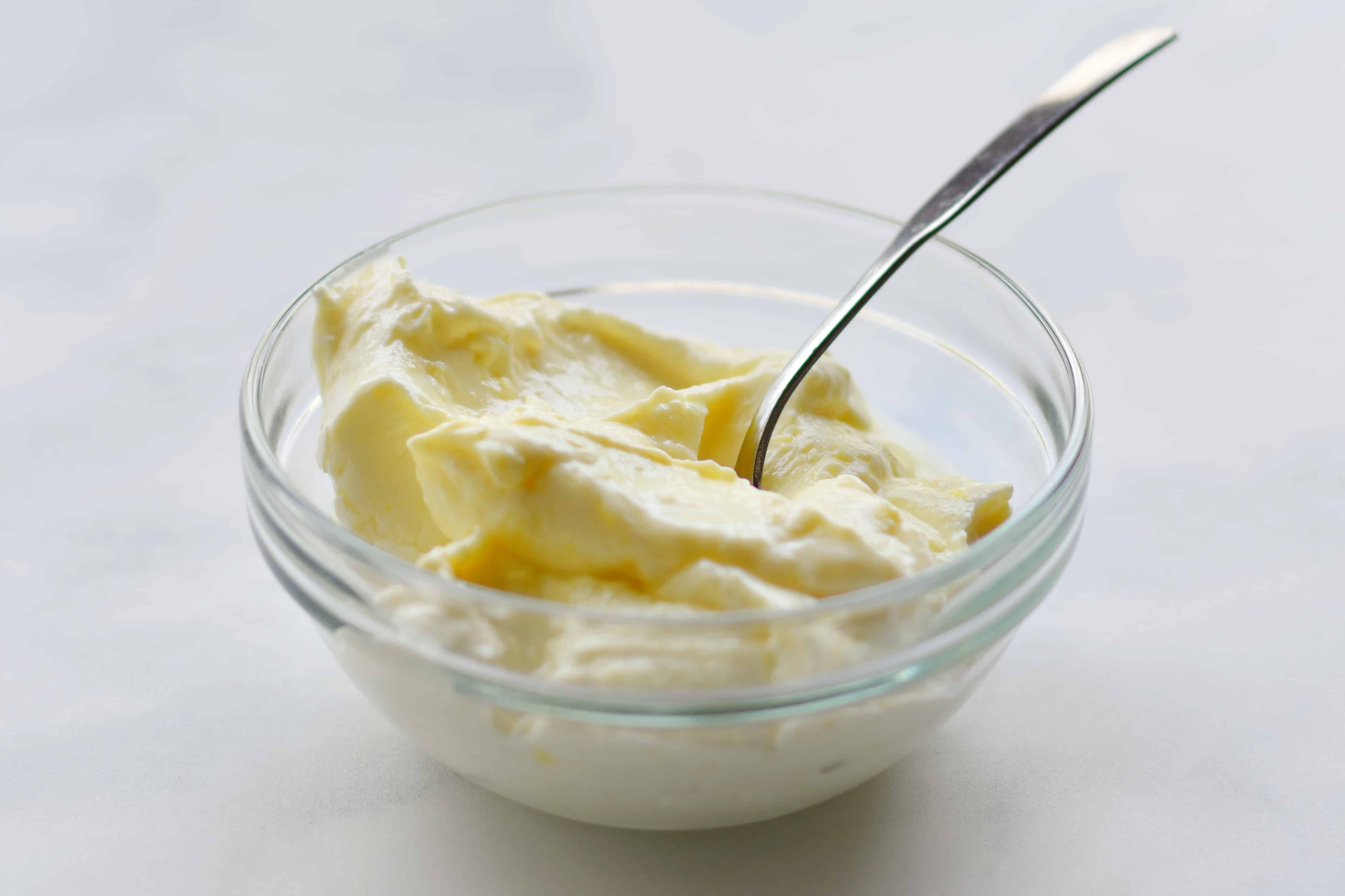closeup of lemon yogurt