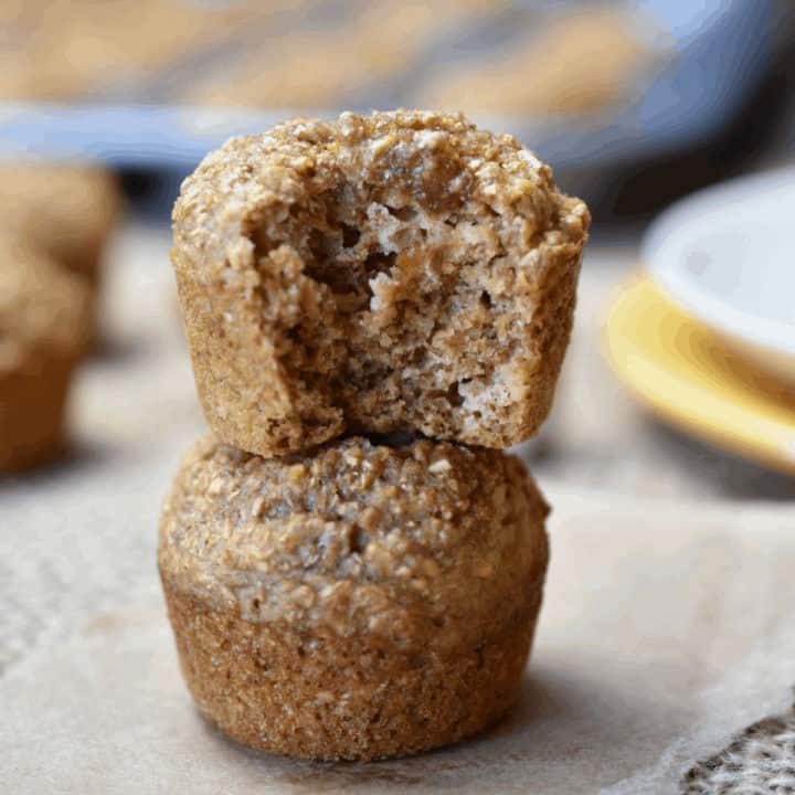 closeup image of a mini bran muffin