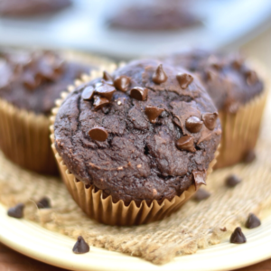 closeup of 100 calorie chocolate muffins
