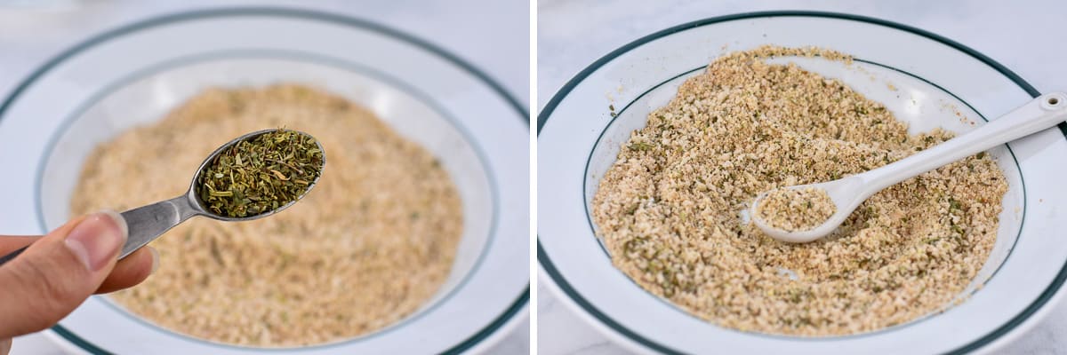 panko, breadcrumbs, and spices in bowl