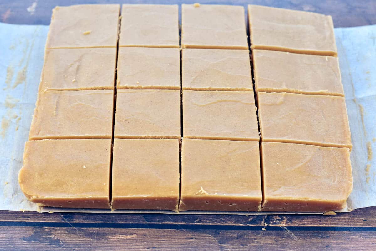 cooled fudge cut into squares