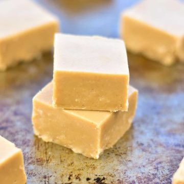 old fashioned peanut butter fudge stacked high