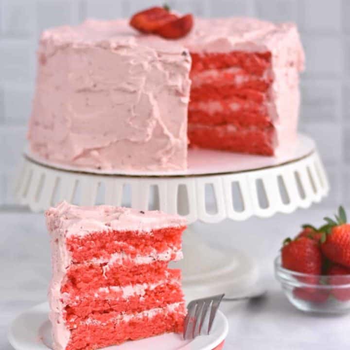 slice of strawberry cake slice
