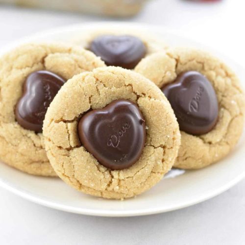 closeup of peanut butter heart cookies