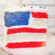 closeup image of flag cake sitting on a platter