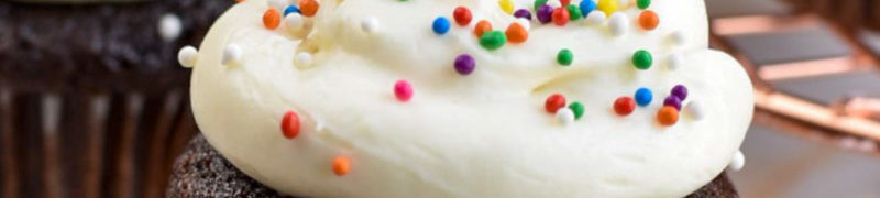 mini chocolate cupcake with cream cheese closeup