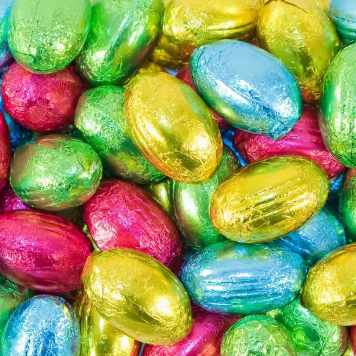 closeup of chocolate easter eggs