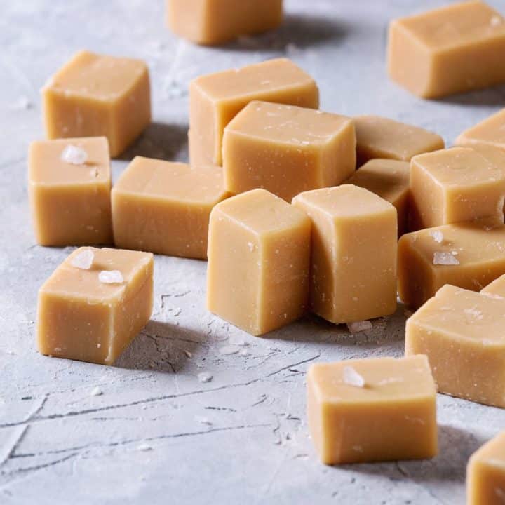 peanut butter fudge squares on a counter.