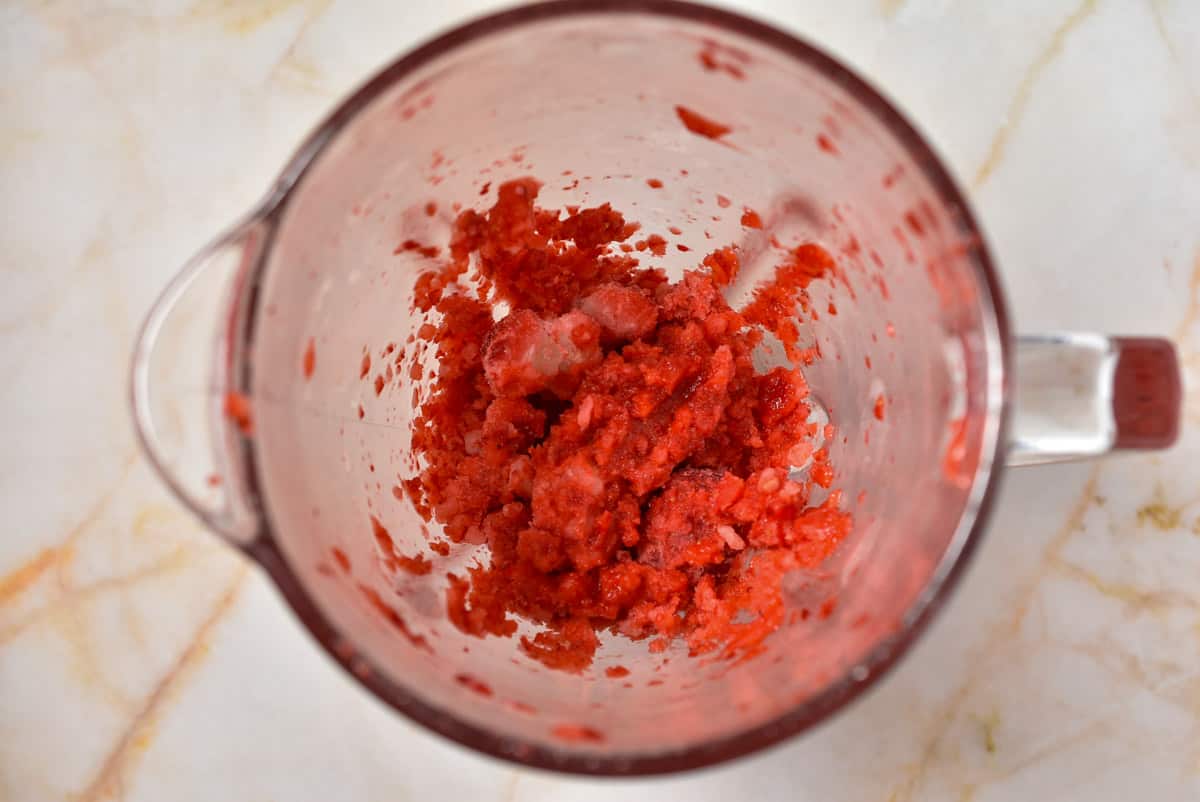 crushed strawberries in a blender. 