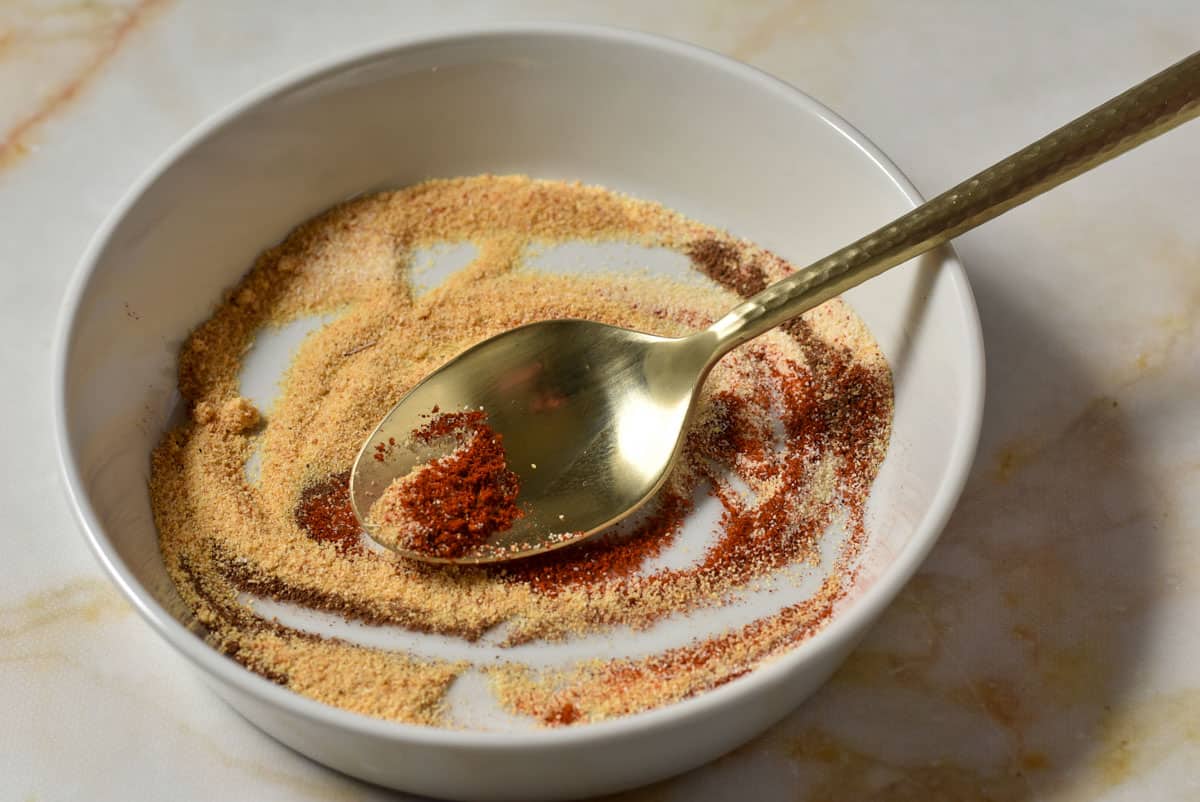 spices blended together in a small bowl. 