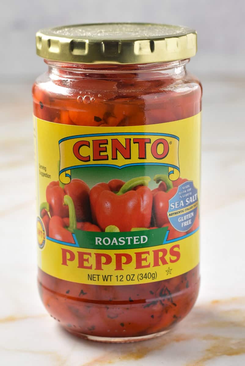 jar of roasted red peppers in their juice. 