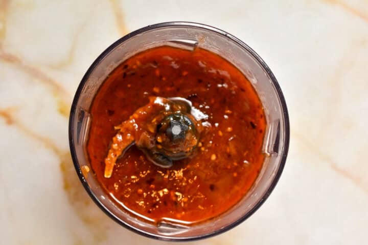 sauce in an immersion blender.