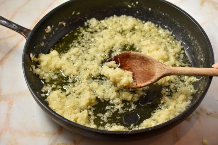 onions and butter in the pan.