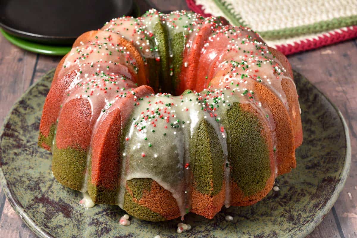 glazed cake with sprinkles.