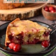cranberry cake with butter sauce poured over the top.